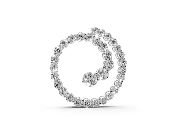 Round Diamond Spiral Pendant with Prong Setting White gold