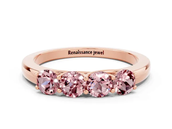 Four-Stone Round Morganite Prong-Set Band Rose gold