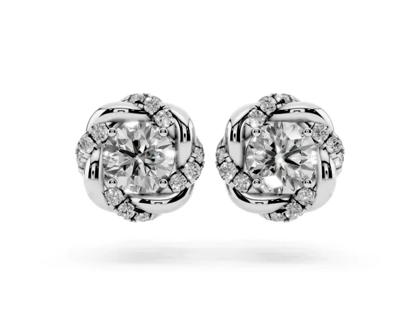 Round Diamond Oceana Halo Stud Earrings Platinum