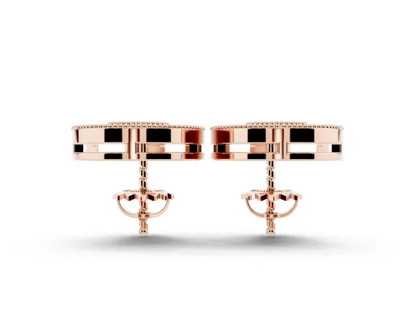 Pavé Pear-Shaped Halo Stud Earrings with Milgrain Detailing Rose gold