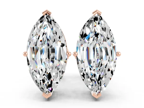 Marquise Cut Moissanite Stud Earrings Rose gold