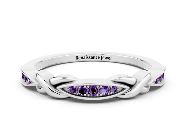 Twisted Marquise Amethyst Pavé Band with Shared Prong Setting Platinum