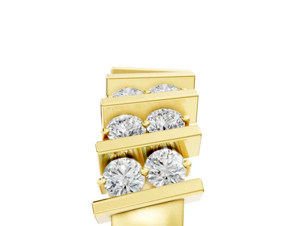 Channel Set Round Diamond Anniversary Band with Vertical Prongs Yellow gold