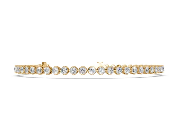 Round Cut Diamond Tennis Bracelet with Prong Setting and Twisted Band Yellow gold