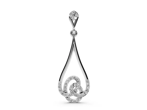 Teardrop Diamond Pavé Pendant with Round Brilliant Cut White gold
