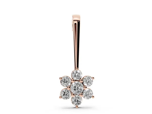 Round Diamond Cluster Pendant with Six-Prong Setting Rose gold