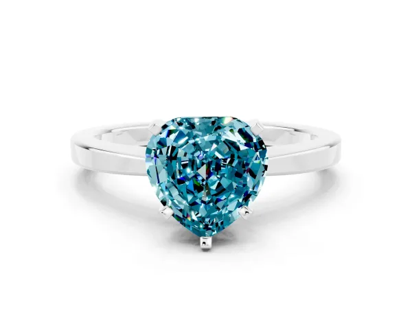 Heart Cut Blue Topaz Solitaire Engagement Ring with Classic Band and Four-Prong Setting Silver