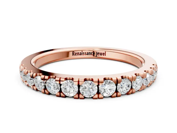 Round Diamond Pavé Set White Gold Eternity Band Rose gold