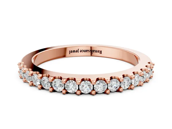 Round Diamond Pavé Set Half Eternity Band Rose gold