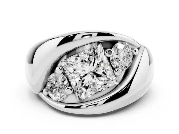 Channel Set Princess Cut Diamond Crossover Band Platinum