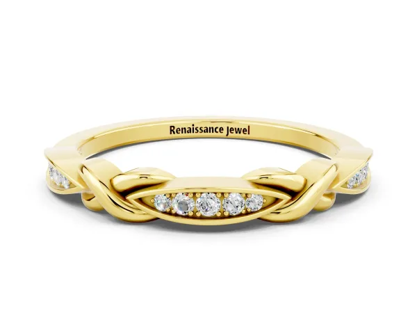 Twisted Marquise Moissanite Pavé Band with Shared Prong Setting Yellow gold