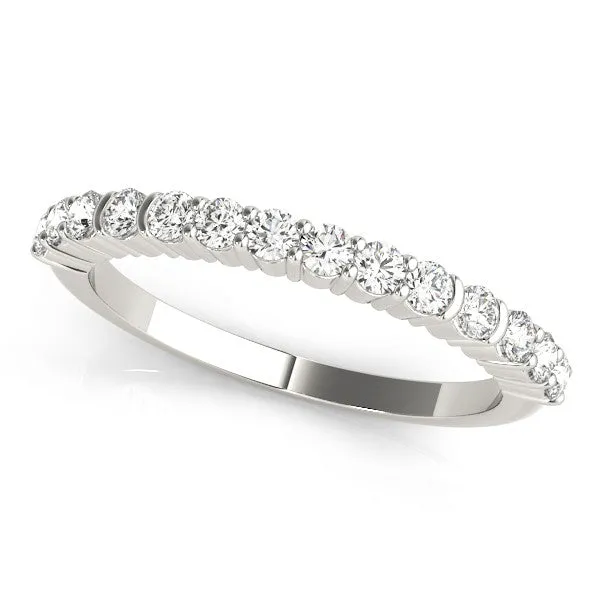 Round Diamond Half Eternity Band with Shared Prong Setting Platinum