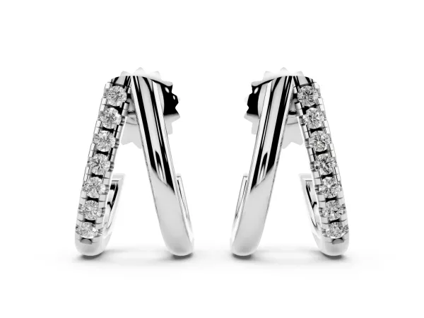 Round Diamond Zuri Huggie Hoop Earrings Platinum
