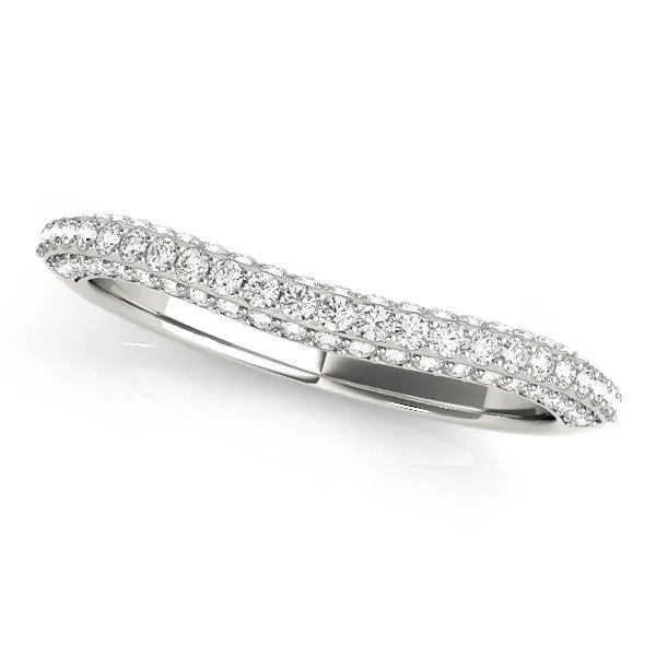 Double Row Round Diamond Pavé Curved Band Silver