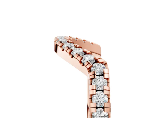 Diamond Curved Pavé Round Stone Contour Band Rose gold