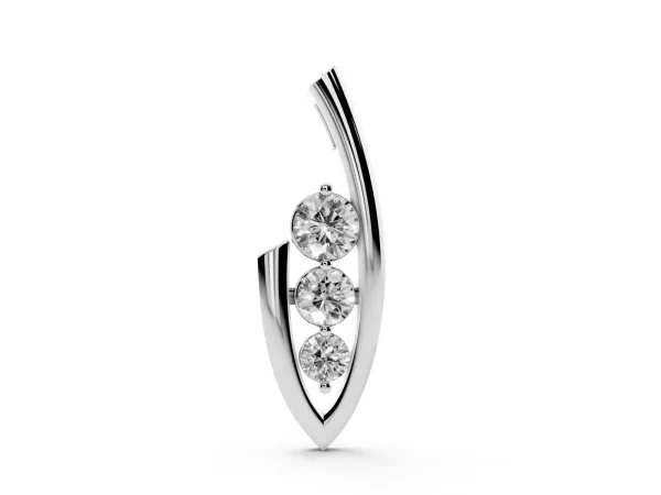 Three-Stone Round Prong-Set Pendant White gold