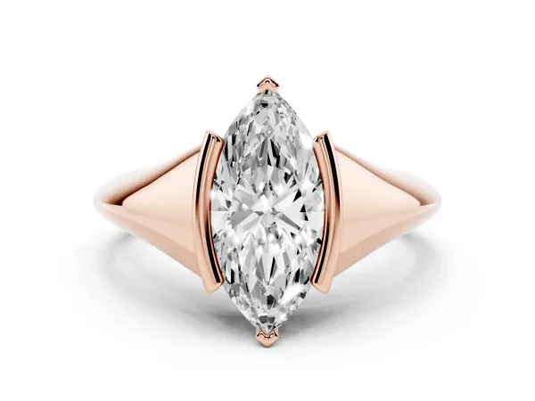 Marquise Cut Solitaire Tension Set Diamond Ring Rose gold