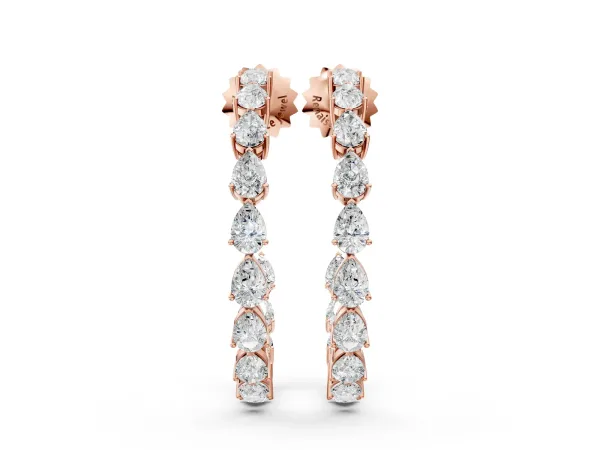 Pear Diamond Open Hoop Earrings Rose gold