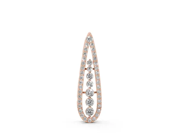 Teardrop Pavé Round Diamond Prong Pendant Rose gold