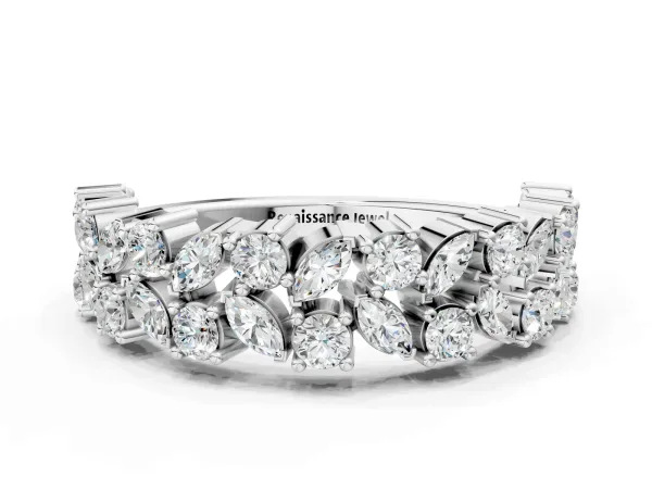 Pave Marquise and Round Diamond Eternity Band with Prong Setting White gold