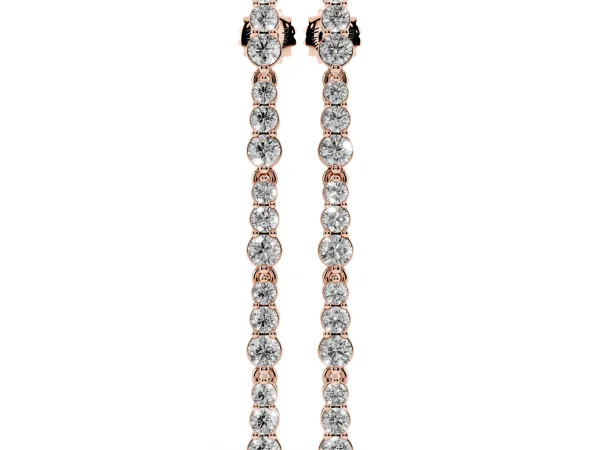 Round Diamond Graduated Dangle Earrings Rose gold