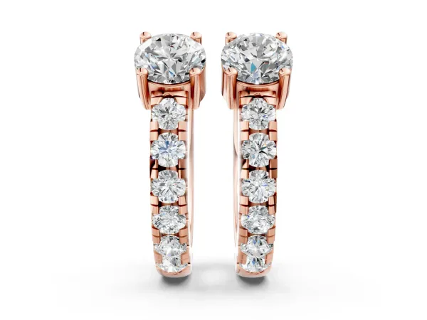 Round Diamond Taylor Huggie Hoop Earrings Rose gold
