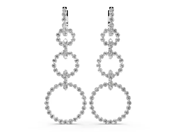 Round Diamond Multiway Open Circle Statement Earrings Platinum