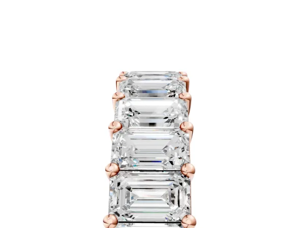 emerald Cut half eternity band with shared prong setting Rose gold