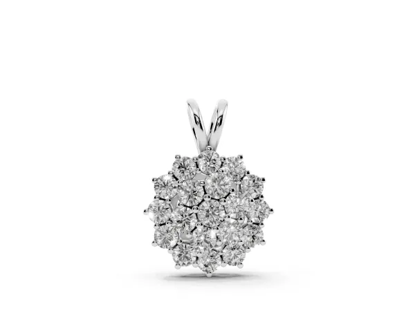 Cluster Round Diamond Prong-Set Pendant White gold