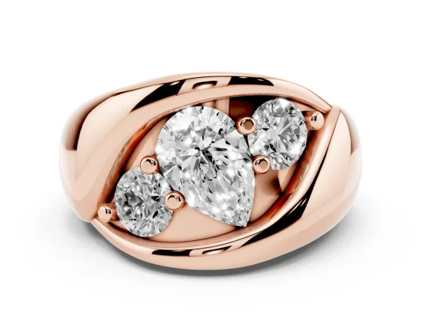 Channel Set Pear Cut Diamond Crossover Band Rose gold