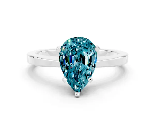 Pear Cut Blue Topaz Solitaire Engagement Ring with Classic Band and Four-Prong Setting Platinum