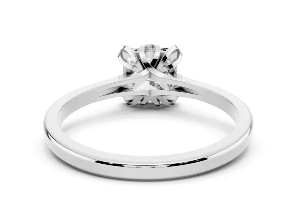 Princess Cut Diamond Solitaire Ring with Flower Prong Setting and Classic Band White gold