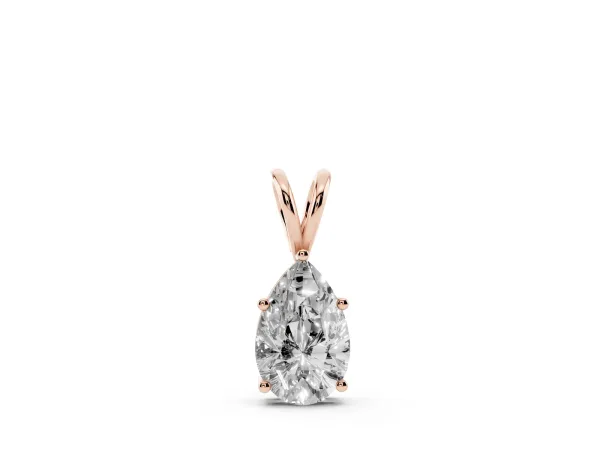 Pear Cut Solitaire Pendant with Three-Prong Setting Rose gold