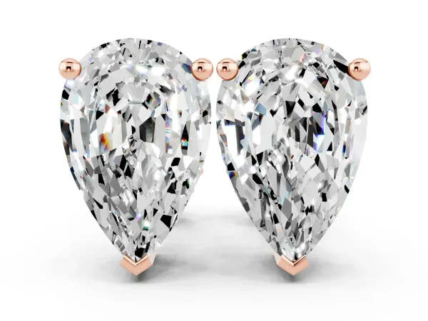 Pear Cut Moissanite Stud Earrings Rose gold