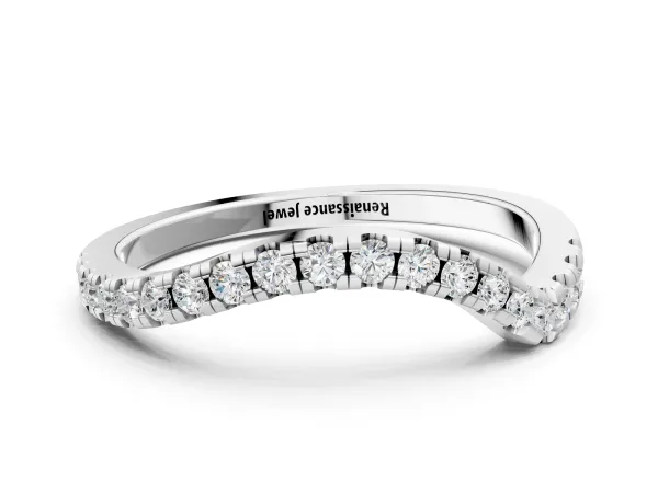 Round Diamond Pavé Twist Band with U-Prong Setting Platinum