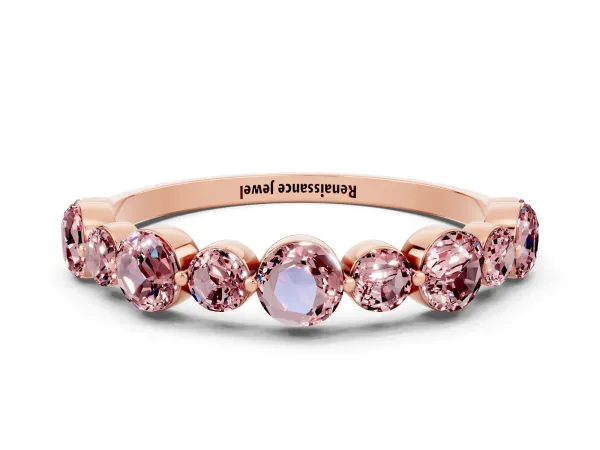 Round Morganite Scalloped Prong Set Eternity Band Rose gold
