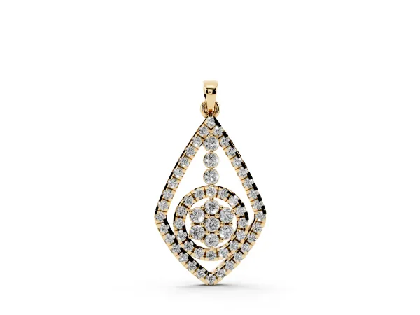 Diamond Halo Pendant with Pavé Setting Yellow gold