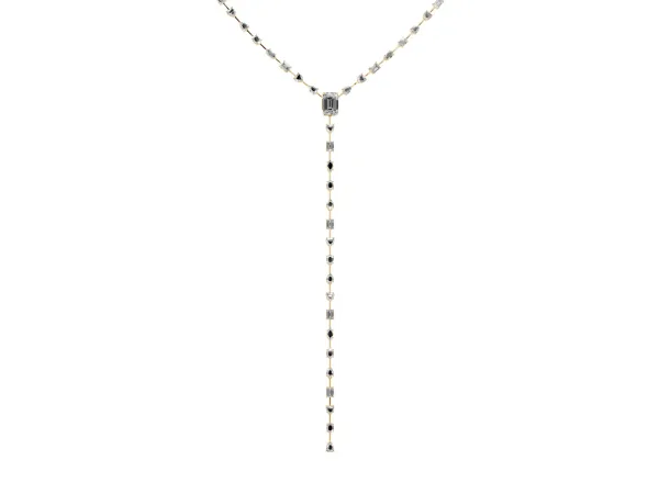 Mixed Shape Diamond Lariat Necklace with Station Accents Yellow gold