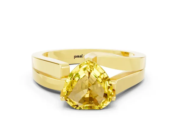 Modern Tension Set Heart Cut Yellow Sapphire Solitaire Wide Band Ring Yellow gold