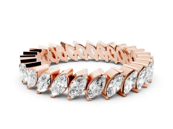 Marquise Diamond Shared Prong Full Eternity Band Rose gold