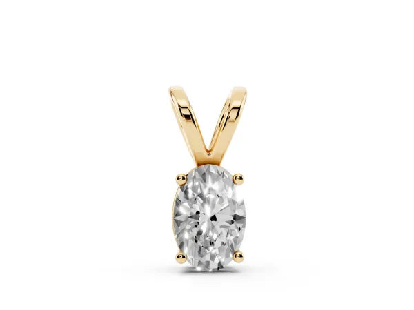 Oval Solitaire Diamond Prong Pendant Yellow gold