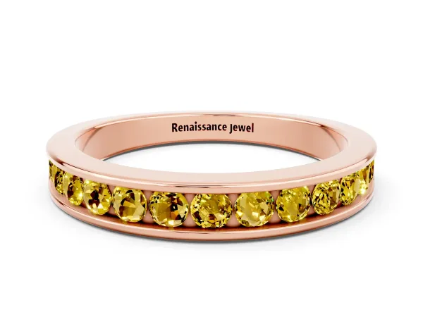 Channel Set Round Yellow Sapphire Eternity Band Rose gold