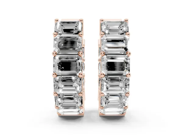 Emerald Diamond Huggie Hoop Earrings Rose gold