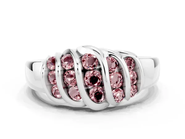 Round Morganite Multi-Row Crossover Band Platinum