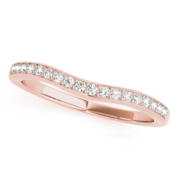 Curved Round Diamond Band with Pavé Setting Rose gold