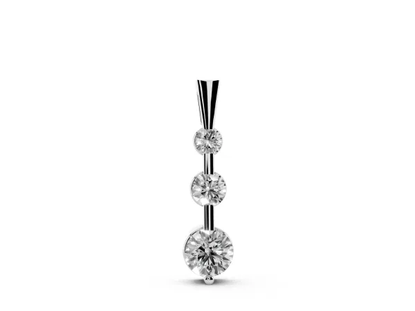 Three-Stone Round Diamond Prong-Set Pendant White gold