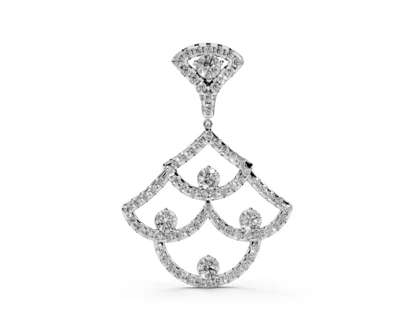 Pavé Round Diamond Fan Prong Pendant White gold