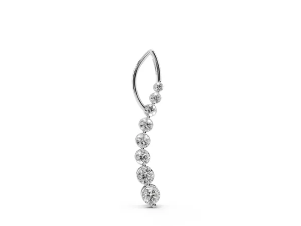 Round Diamond Channel Set Vertical Bar Pendant White gold