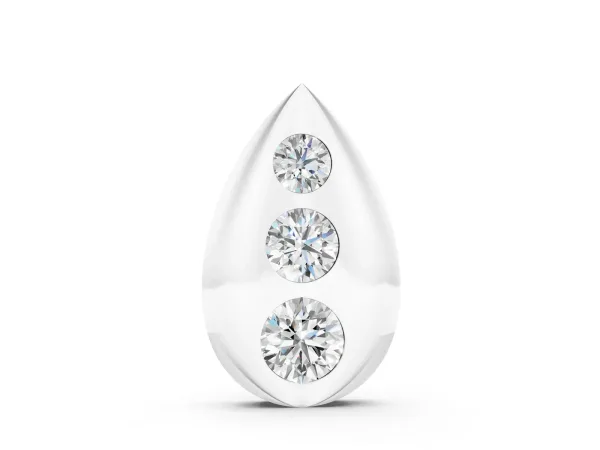 Teardrop Bezel-Set Round Diamond Pendant Silver