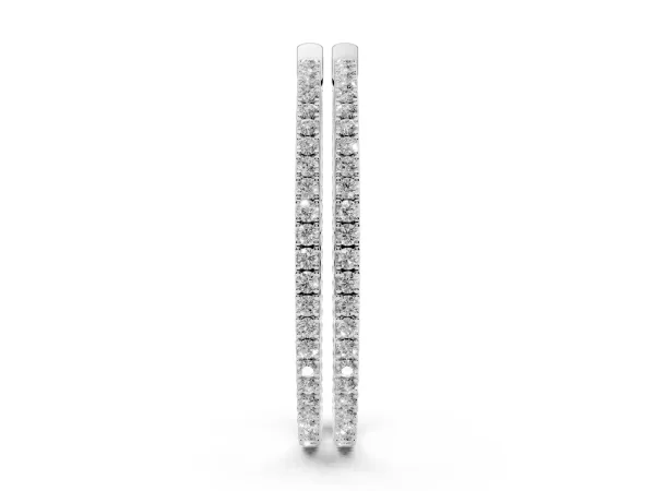 Round Cut Pave Diamond Hoop Earrings with Prong Setting White gold